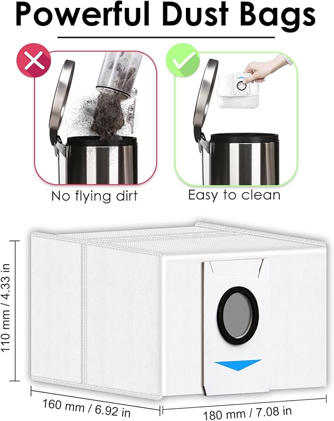 (10 Pieces) T20 OMNI Dust Bag Replacement Vacuum Bags for ECOVACS DEEBOT T20 OMNI, X1 OMNI, X1 PRO OMNI, T10 OMNI Robot Vacuum, Filter Bags Compatible With DEEBOT X1 OMNI Auto-Empty Station