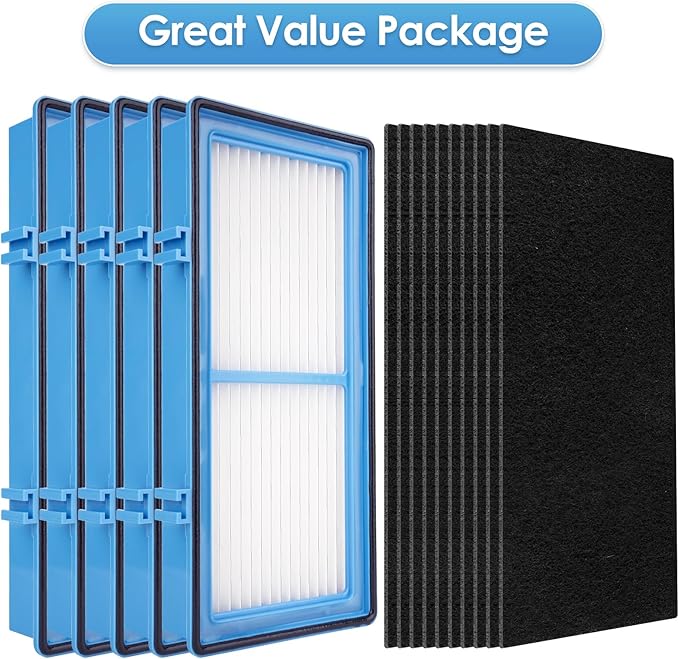 (15 Pack) AER1 Filter 5 HEPA Filters + 10 Carbon Booster Filters Compatible With Holmes AER1 Type Total Air Filter, HAPF30AT And HAP242-NUC, Replacement HEPA Filter Kit